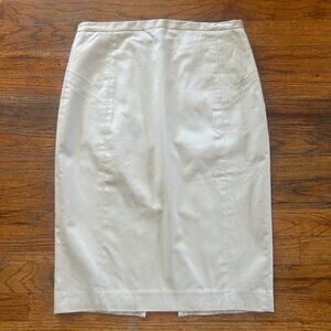 Express Tan Knee Length Pencil Skirt Size 4 Cotton/Spandex Back Slit Detail